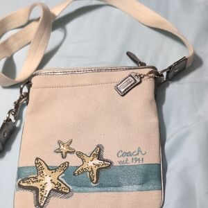 Coach Cream and Blue Starfish Crossbody Bag